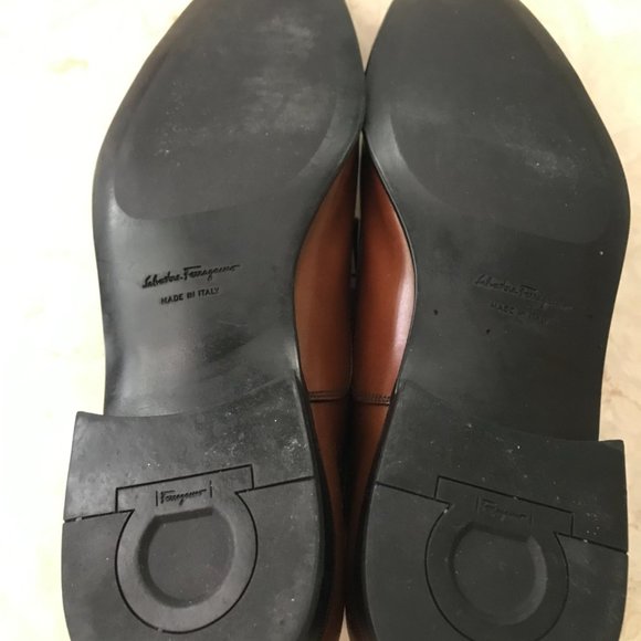 Ferragamo Mens Oxford Cognac Leather Lace Ups Cap Toe Sz 9.5 D - Picture 10 of 15